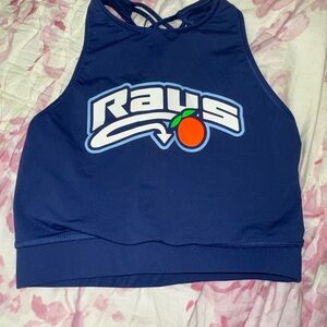 Orange navy blue cropped tank/ bra size L